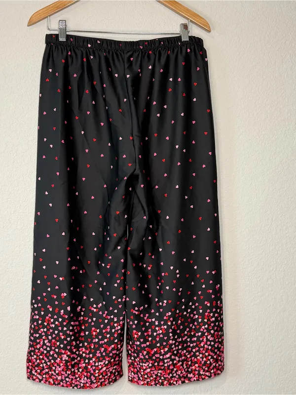 kate spade Black Pajama pants with Pink Heart Print - Image 2