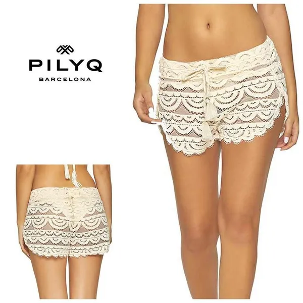 New. Pilyq ivory lace coverup shorts. Retails $144. XS/S - Image 2