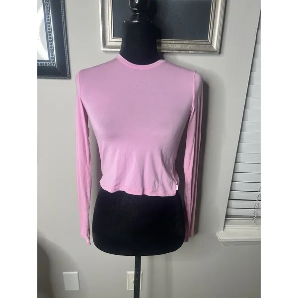 SKIMS New Vintage Long Cropped Sleeve T-Shirt | Pink | Size S - Image 5