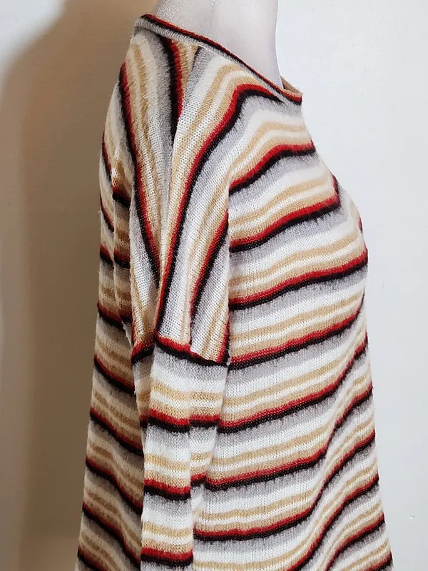 Ginger G Multicolor Striped Fuzzy Knit Top Size Medium - Image 3