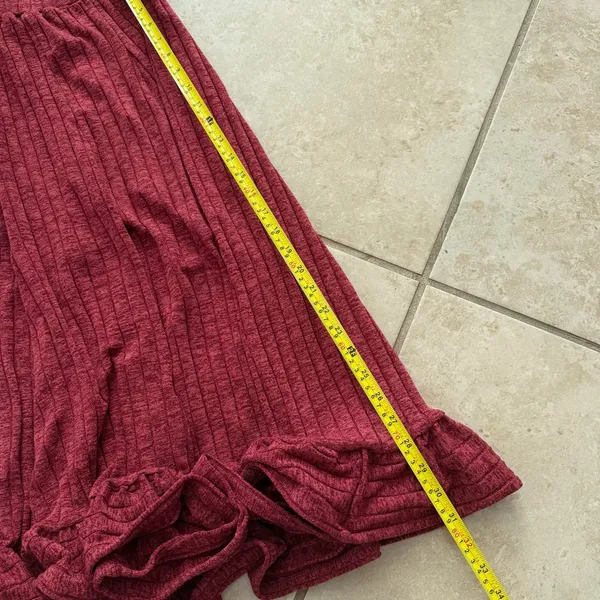Anthropologie Pauline Midi Sweater Skirt Red Rouge Ruffled Ribbed Size XS - Image 8