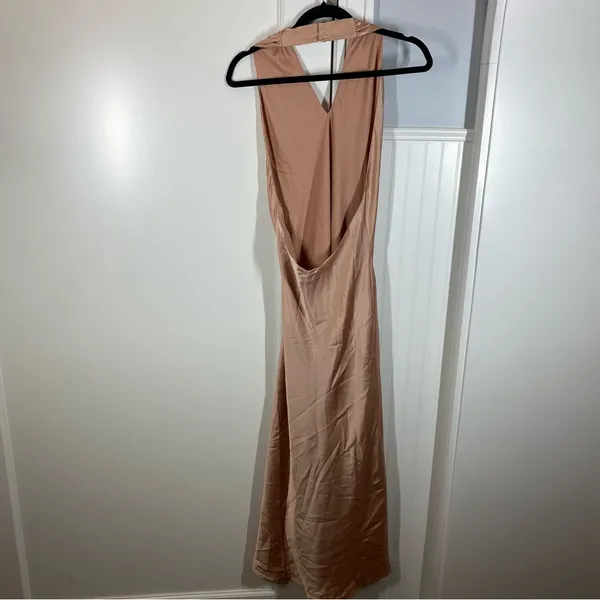Show Me Your Mumu Jasmine‎ Halter Midi Dress rose gold luxe satin size xs formal - Image 6