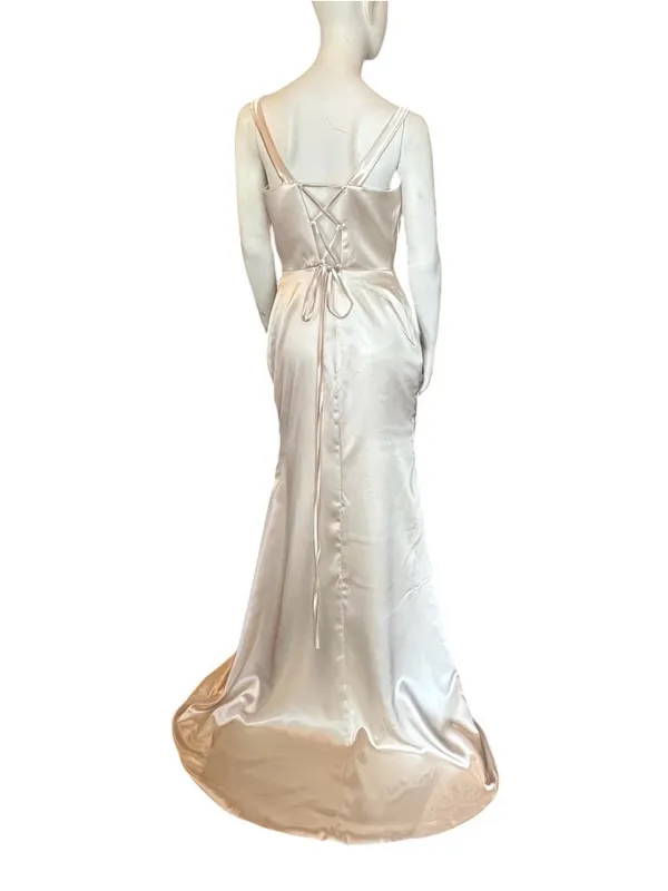 Satin Formal Mermaid Evening Gown Champagne Size 2 (See Measurements) NWOT - Image 5