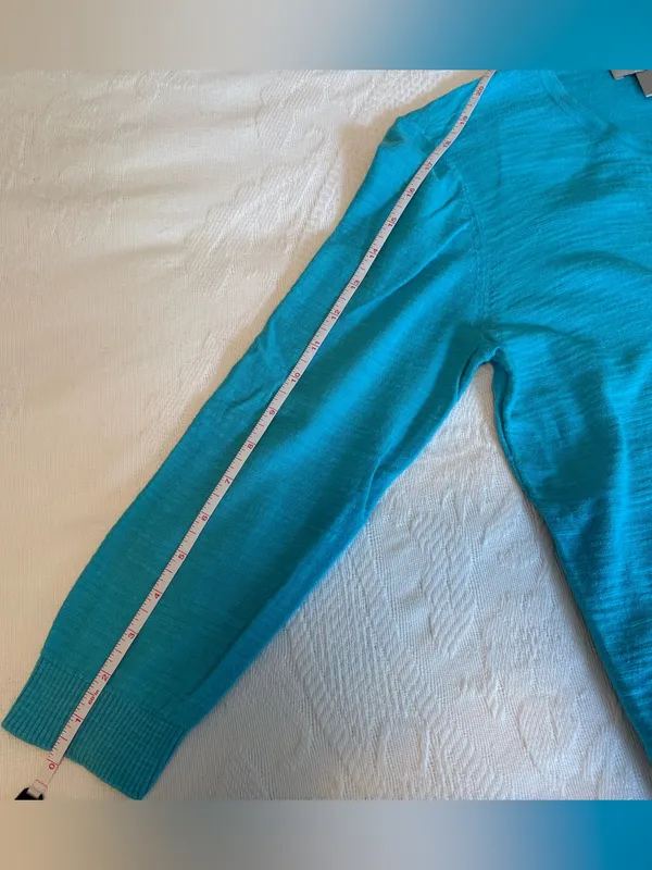 LOFT Teal Crewneck Button Cardigan - Image 5