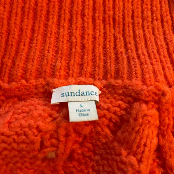 Sundance Women's Winter Tryst Open Cable Knit Cardigan Sweater Orange Large‎ - Image 6