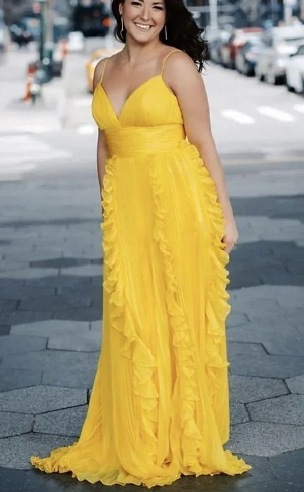 MAC DUGGAL Ruffle Chiffon Gown in Sunshine Size US 6 - Image 10