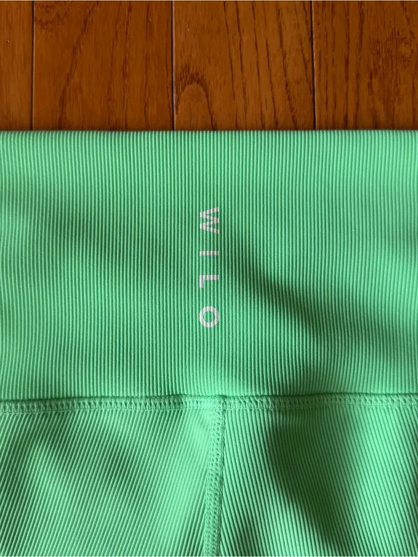 Wilo The Label Ribbed Cross Waist Biker Shorts Mint Green White Stripe Medium M - Image 4