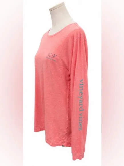 Vineyard Vines coral long sleeve whale graphic cotton tee size M - Image 2