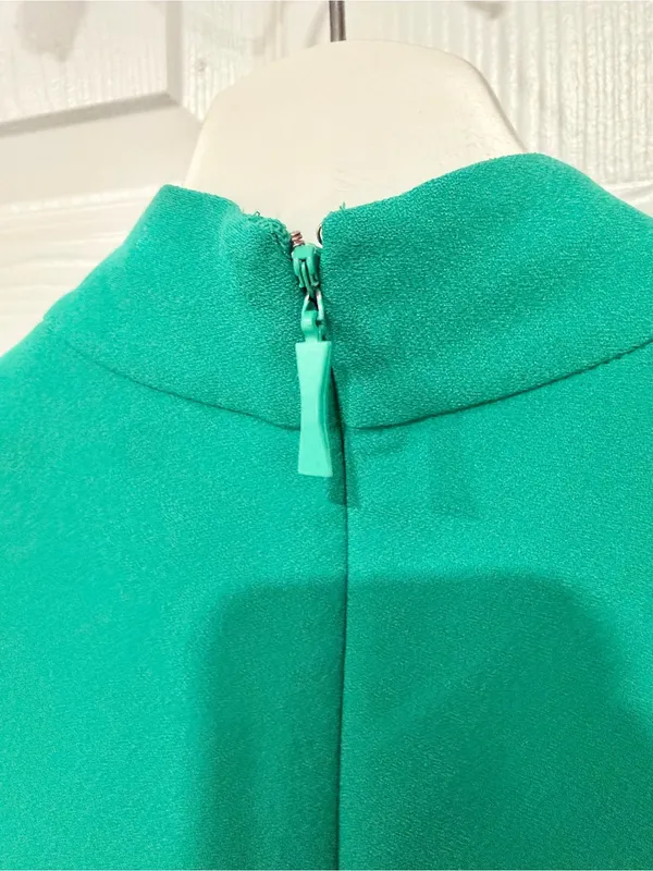 Kate Spade New York Green Ruffle Mock Neck Shift Dress Size 0 Preppy - Image 5