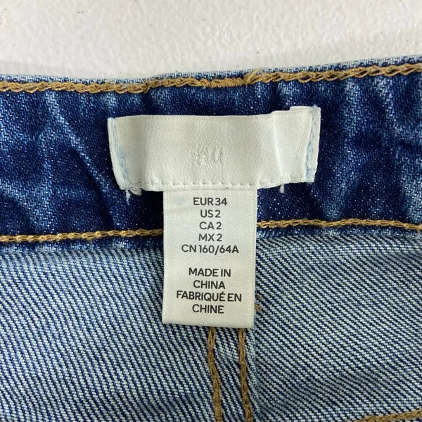 NWOT H&M women's‎ dark medium wash blue denim straight cut stretch jeans pants 2 - Image 6
