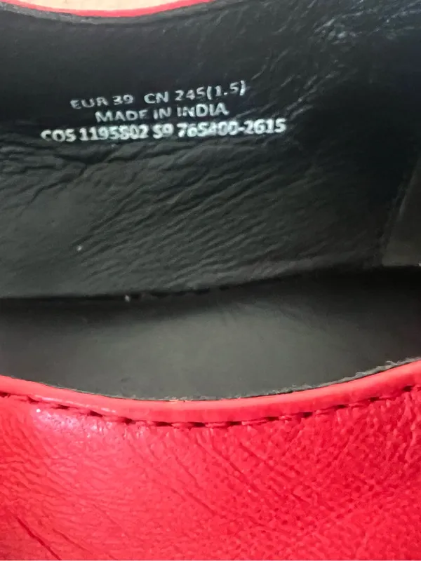 COS Red Leather Mary Jane Flats with Buckle Strap - Image 7