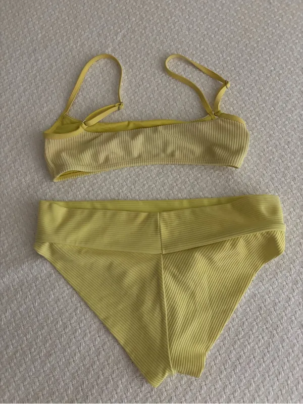 Frankie's Bikinis Yellow Ribbed Two-Piece Swim Set - Image 3