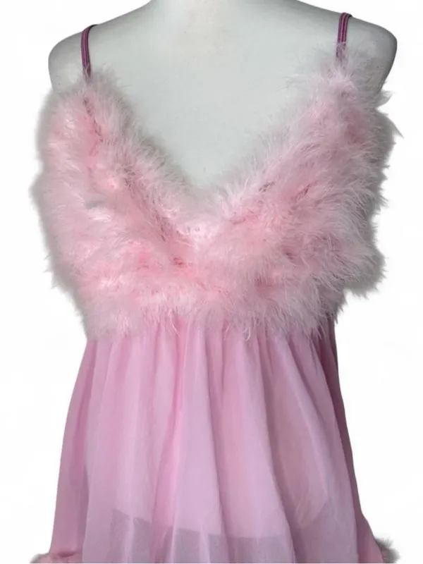 Fembot Marabou Babydoll Costume Dress - Image 3