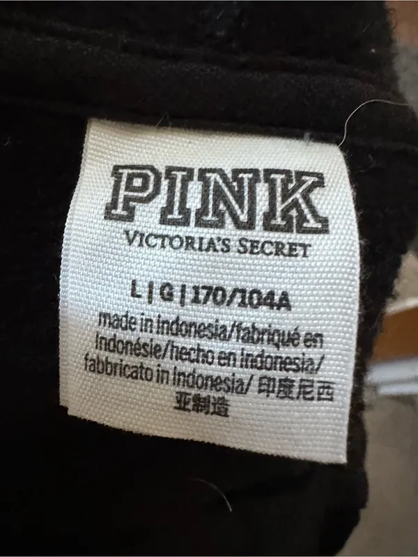 PINK Victoria's Secret Black Logo Hoodie Sweater size L - Image 9