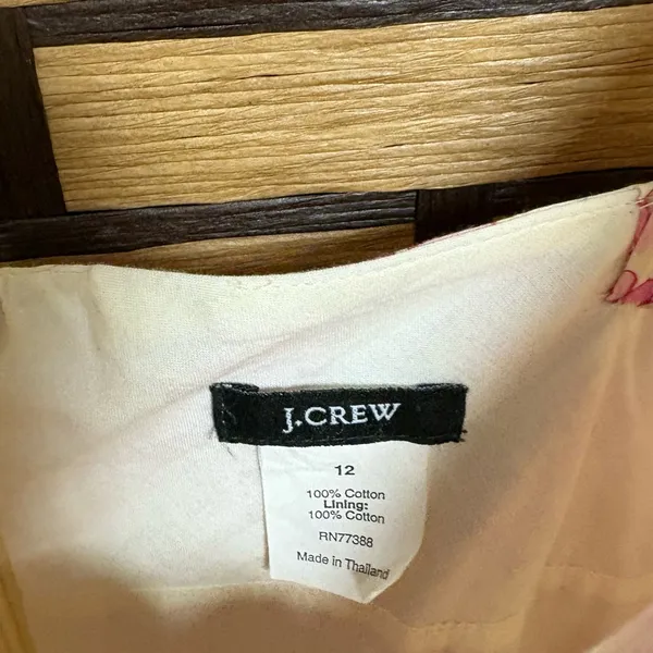 J. Crew Pink‎ And White Floral Cotton Dress Size 12 - Image 7