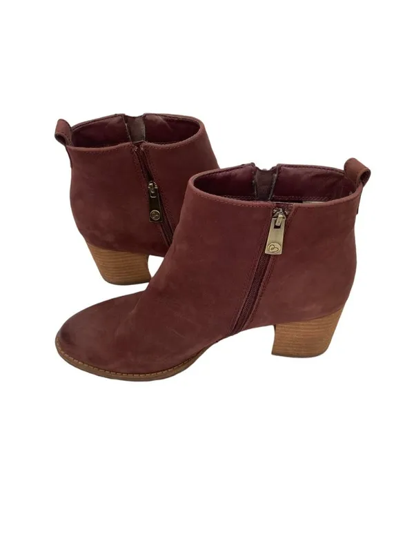-Blondo Eve Leather Ankle Booties Boots Womens 8.5 Plum Burgundy Waterproof - Image 3