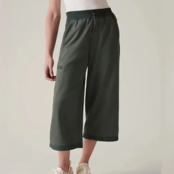 Athleta Triumph Hybrid Wide Leg Crop Pants Granite Blue Size Small Lounge Casual - Image 12