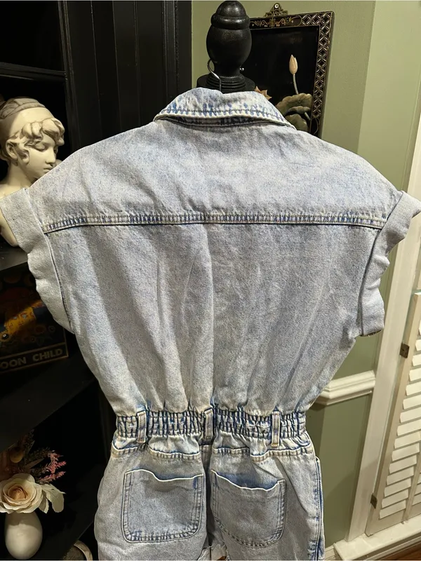 ZARA Light Blue Acid‑Wash Denim Romper – Size XS (Fits Small) - Image 11