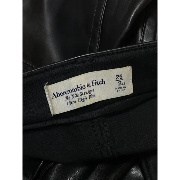 Abercrombie & Fitch Womens Black Faux Leather Vegan Flare Trousers Pants Size XS - Image 4