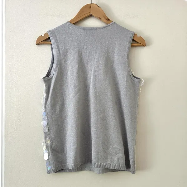 Chicos Iridescent Paillette Sequin V-Neck Tank Top Sz S - Image 4