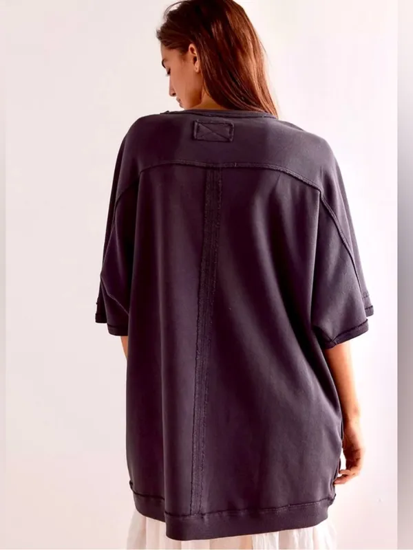 Free People We The Free Mari Muscle Sweatshirt Dress Size Medium in Charcoal - Image 2