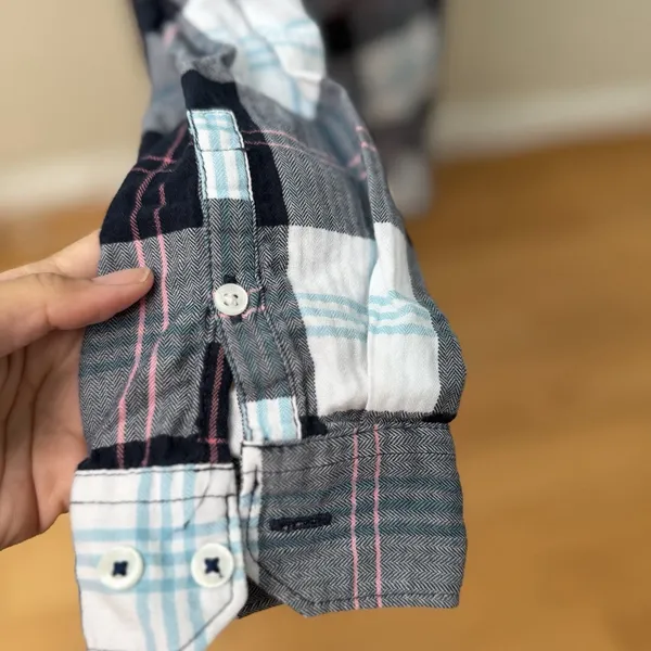 Barbour Womens Shoreline Shirt 10 EUC Oversized Windowpane Tartan Coastal Preppy - Image 16