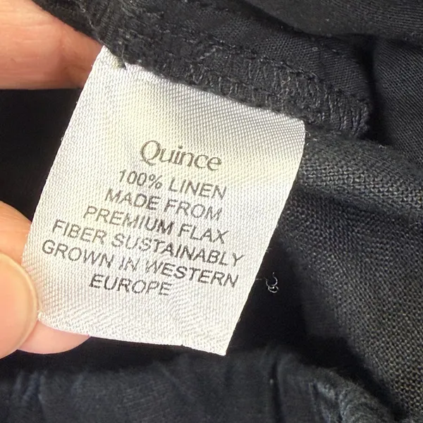 Quince Black 100% European Linen Elastic Waist Wide Leg Cropped Pants Small - Image 8