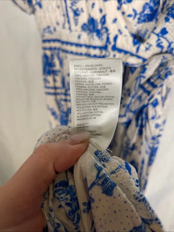 Urban Outfitters Womens Gabrielle Blue Floral Midi Wrap Dress Small - Image 6