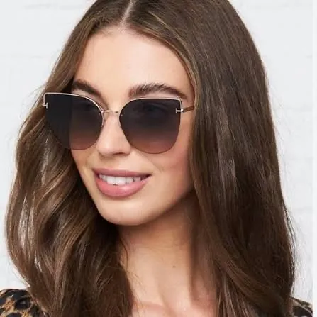 Tom Ford Ingrid-02 TF 652 28P Cat-eye gradient smoke sunglasses rose gold metal frame - Image 19