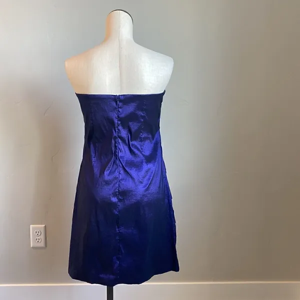 Strapless Shimmer Shift Dress Purple Size L - Image 3