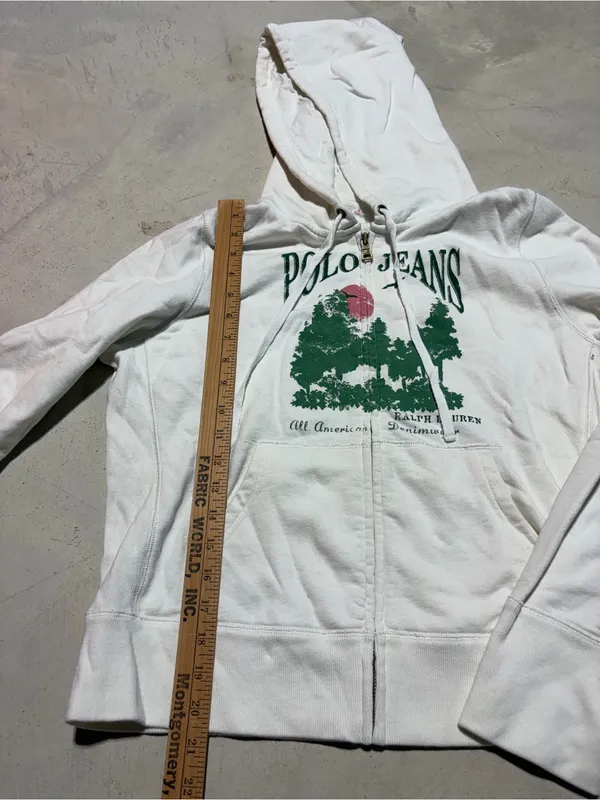 Polo Jeans vintage Ralph Lauren White Zip Hoodie tree graphic XL - Image 5