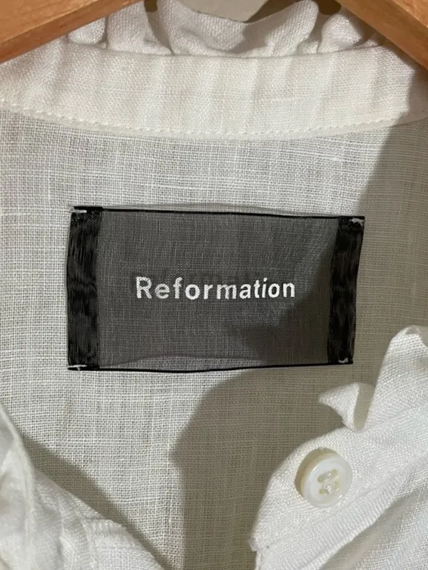 Reformation Linen Ruffle Shirt - Image 7
