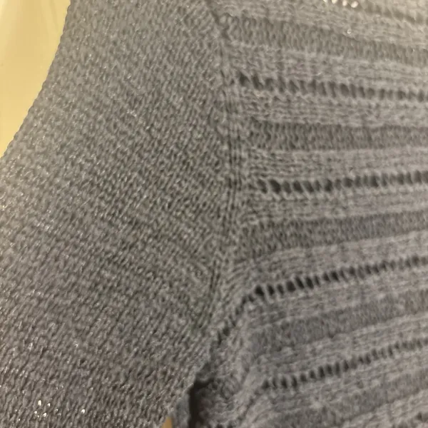Lauren‎ Ralph Lauren Sweater Medium Cotton Blend Knit Crochet Open Weave Black - Image 3