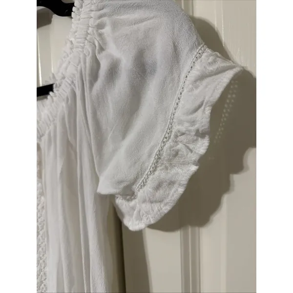 Ocean Drive Off The Shoulder Smocked White Mini Dress Sz Medium Beach Resort - Image 3