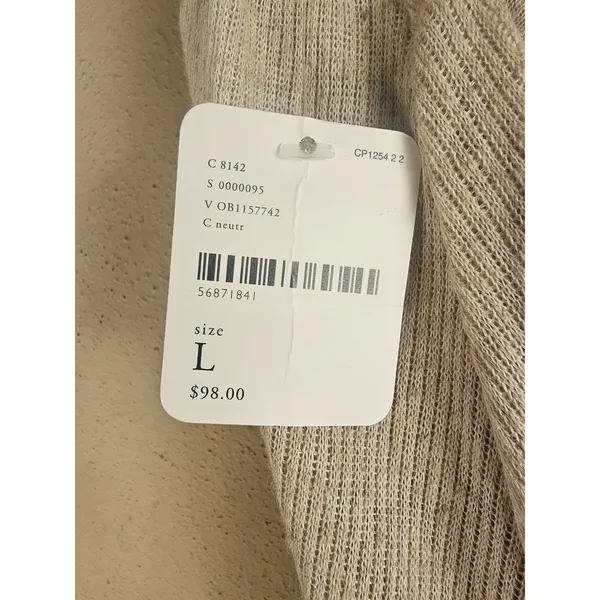 NWT Free People Beach Womens Oatmeal Wide Leg Linen Blend Halter Jumpsuit Large - Image 4