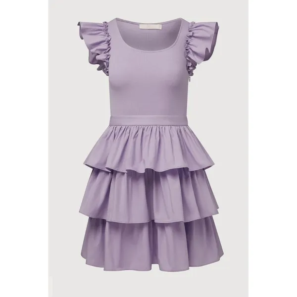 Rachel parcell‎ Ruffle Sleeve Tiered Dress Purple Sleeveless Mini Summer Party 8 - Image 4
