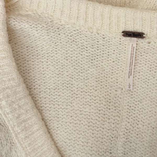 FREE PEOPLE‎ Brookside Tunic Sweater Ivory Slouchy Solid Knitwear Scoop Large - Image 12