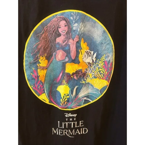 Disney The Little Mermaid Adult Black Graphic T-Shirt NWT Size Large (5533) - Image 2