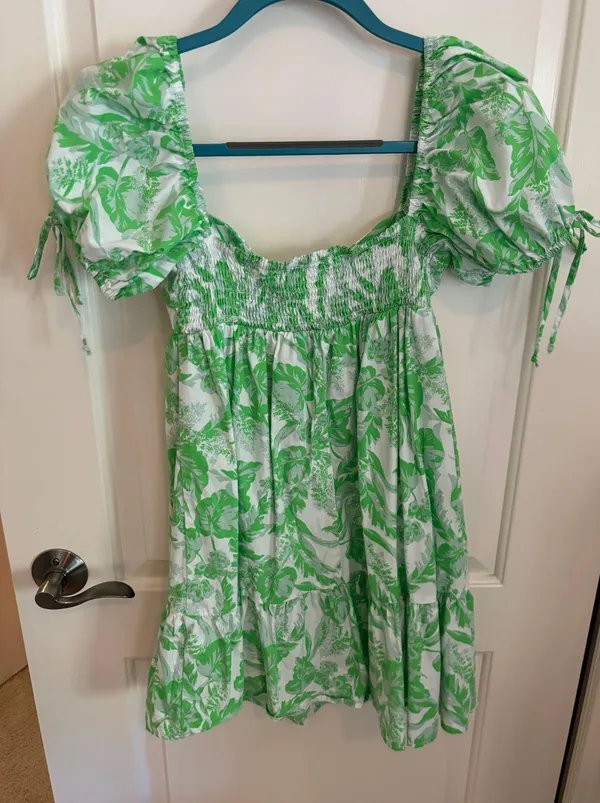 Olivaceous Mini Green Dress - Image 2