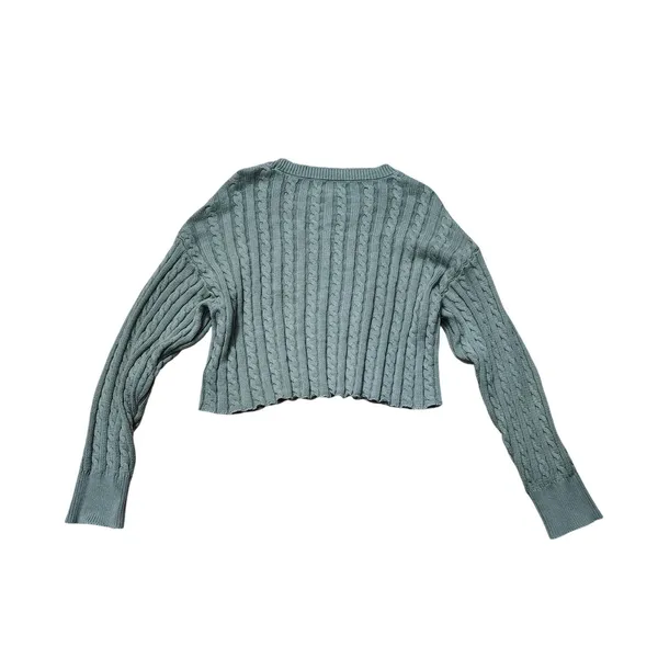 Sincerely Jules Womens Sage Green Cable‎ Knit Cropped Sweater XL - Image 6