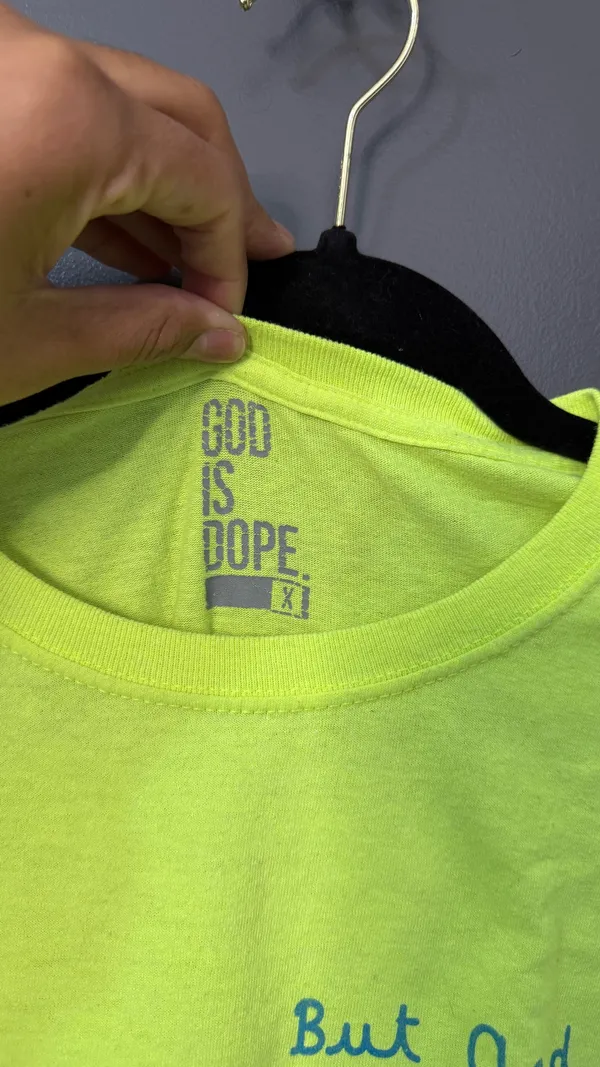 But God Neon Yellow Crewneck T-Shirt - Image 4