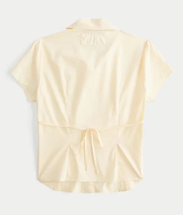 New Yellow Hollister Short-Sleeve Button Front Shirt - Image 3