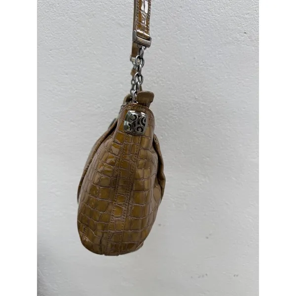 Brighton Croc Olive Green‎ Shoulder Bag Purse Zipper Charm And Dust bag B - Image 3