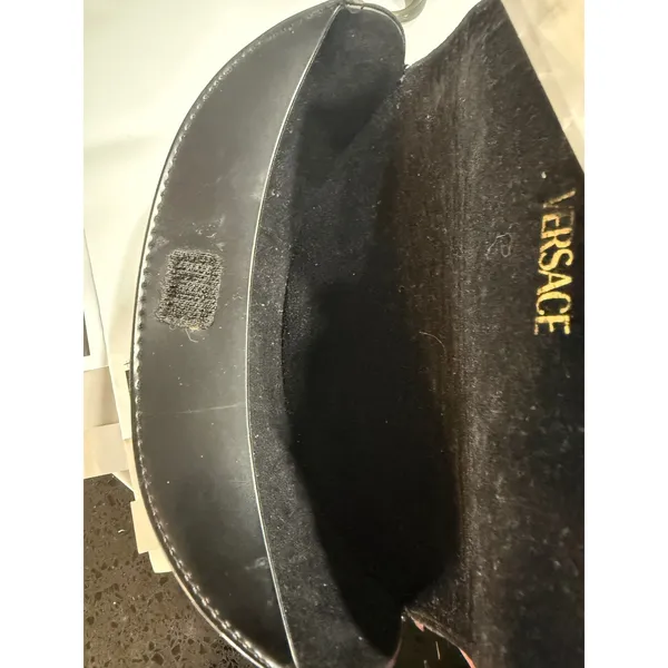 Versace Black‎ Medusa Embossed Sunglasses Case Semi Circle Hook and Loop Closure - Image 7