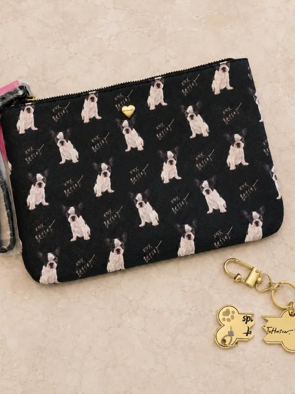 Betsey Johnson Boston Terrier Wristlet Dog Tag Keychain Set NWT - Image 5