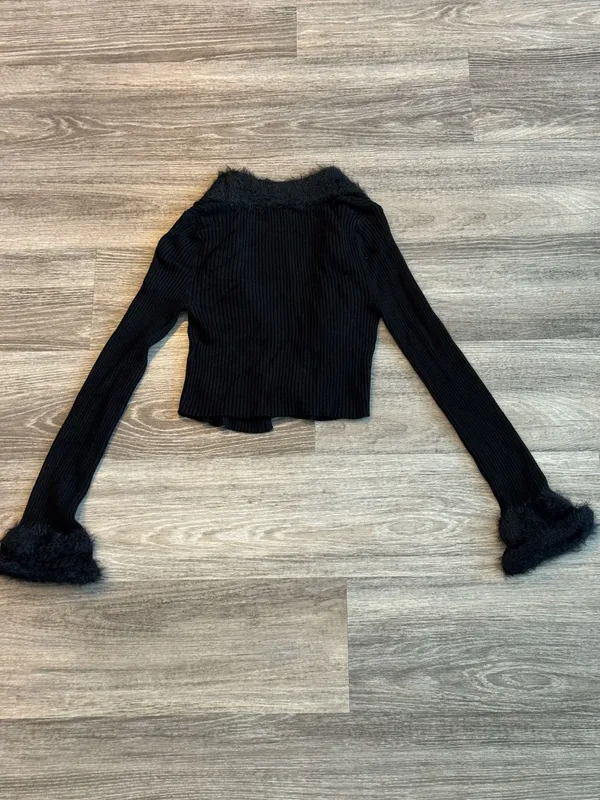 Urban Outfitters Faux Fur Trim Tie-Front Cardigan - Image 3