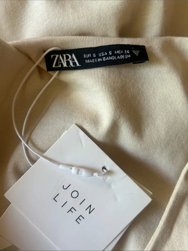 ZARA Midi Length Beige Nude Sheath Dress Size Small NWT - Image 8