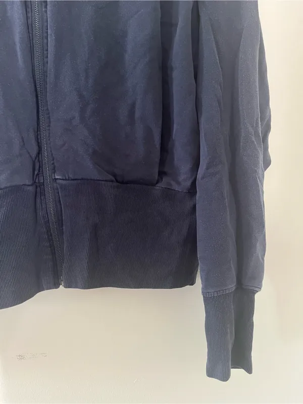 Athleta Navy Blue Zip Up Hoodie Sweatshirt XS Model Off Duty Athleisure Lounge - Image 4