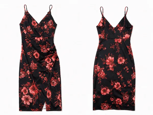 E.L.H. Studio Black & Red Floral MIDI Dress - Image 2