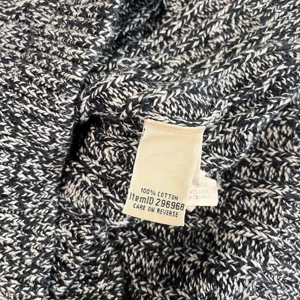 LL Bean Black Marled Pullover Cable V Neck Shawl Collar Cotton‎ Sweater SMALL - Image 10